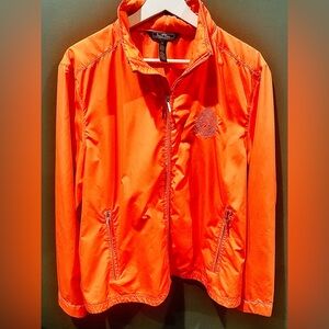 Women’s Ralph Lauren Orange Windbreaker Jacket Embroidered Crest Sz XL